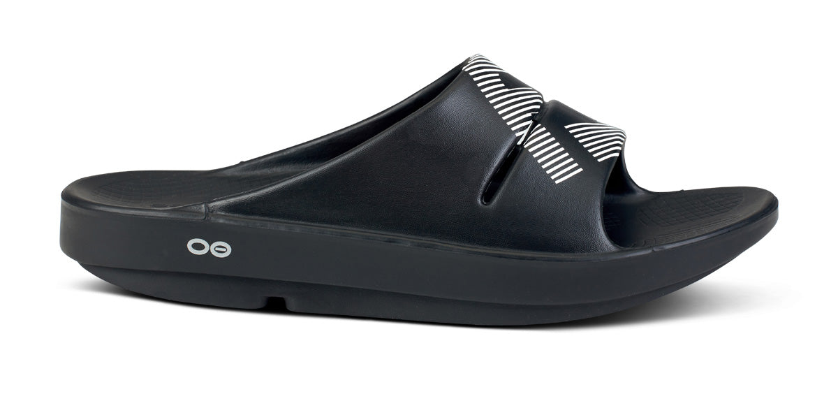 FJ X OOFOS Womens OOahh Sport Slide Sandal - Black - Image 2