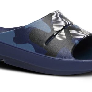 FJ X OOFOS Mens OOahh Sport Slide Sandal - Navy Camo