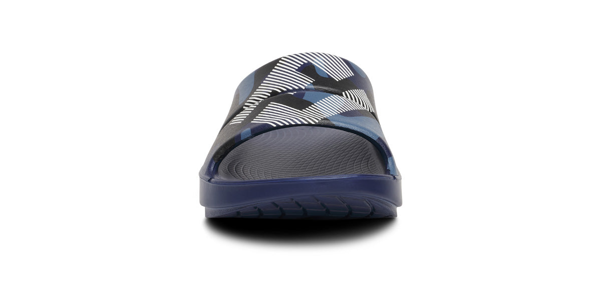 FJ X OOFOS Mens OOahh Sport Slide Sandal - Navy Camo - Image 3